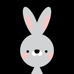 Cute rabbit face. Little rabbit in cartoon style. Vector illustration