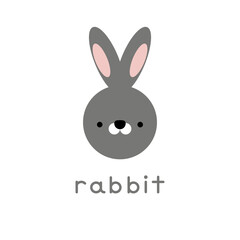 Cute rabbit face. Little rabbit in cartoon style. Vector illustration