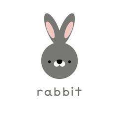 Cute rabbit face. Little rabbit in cartoon style. Vector illustration