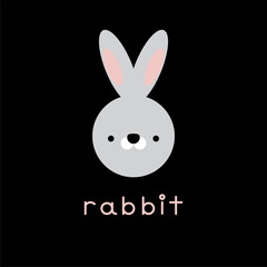 Cute rabbit face. Little rabbit in cartoon style. Vector illustration