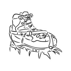 Rough sketched boots. ankle boots, mountain shoes vector sketch illustration on white background