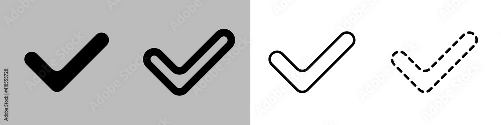 Poster check marks black set. vector set of trendy voting symbols. vector set of linear checkmarks. vector 