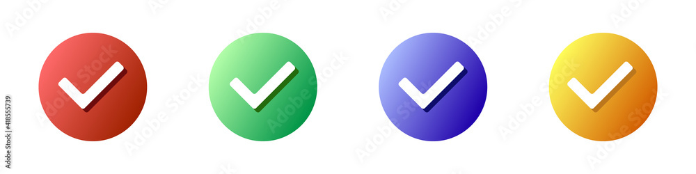 Poster check marks vector set. vector set of trendy checkmark buttons. set of colored voting symbols. check