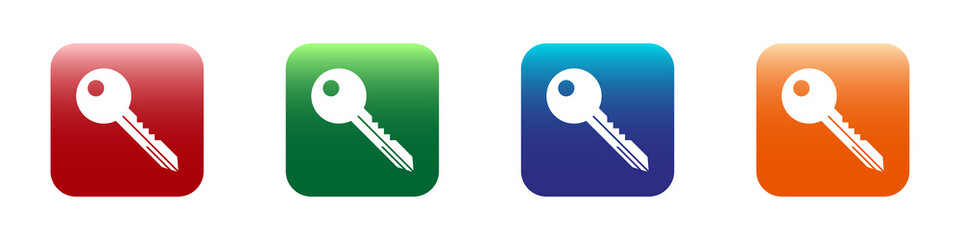 Keys icons set. Vector set of icon buttons with keys. Privacy and security icon. Vector illustration.