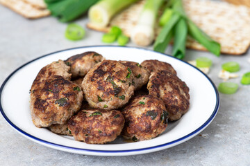 Homemade cutlets with leeks. Passover food