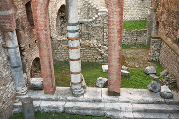 Brescia, Italy - August 22, 2020 : View of Piazza del Foro