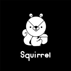 Outlined cute cartoon squirrel. Vector illustration.