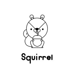 Outlined cute cartoon squirrel. Vector illustration.