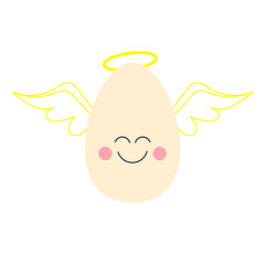 Cute Cartoon Egg As Winged Angel, Good Design For Characters Theme