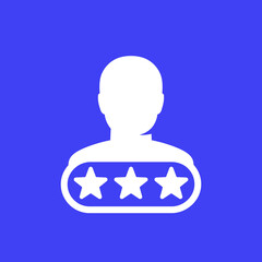 experience icon, customer and stars vector