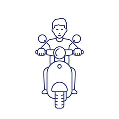 Man on scooter line vector illustration