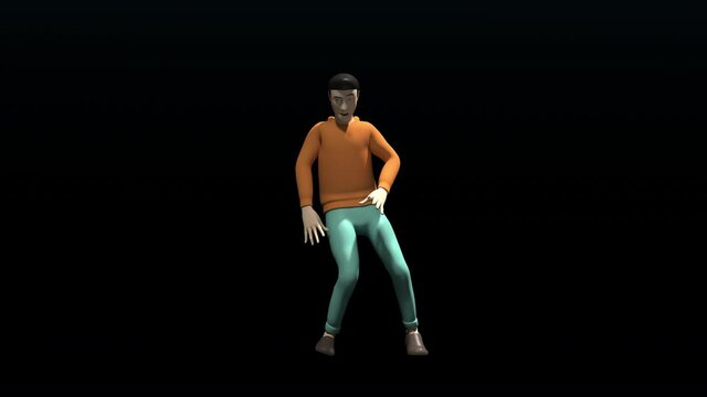 3D model animation rendering hip hop dance action loop.