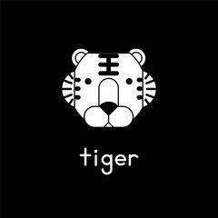 Cute tiger face. Little tiger in cartoon style. Vector illustration
