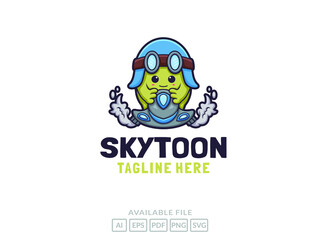 Cartoon cute logo aliens and flying motorbikes design vector illustration