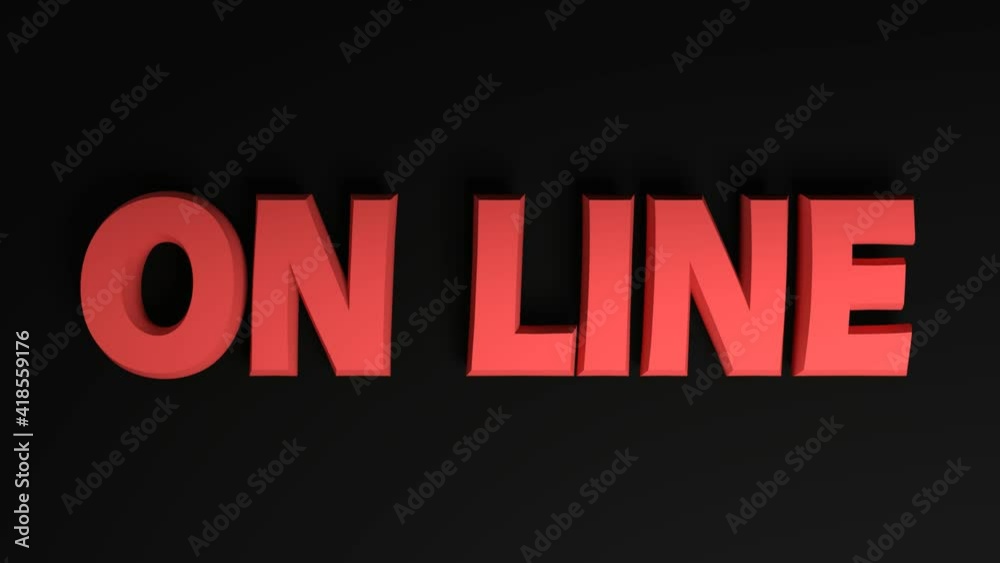 Poster the write on line in red letters is passing on a black background - 3d rendering video clip animatio