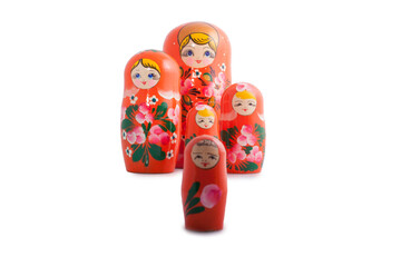russian nesting dolls isolated on a white background
