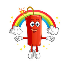 dynamite with a rainbow mascot. cartoon vector