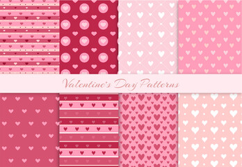 Valentines day hearts patterns set