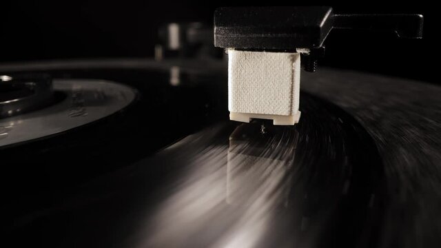 Record player needle in close-up view - macro shot