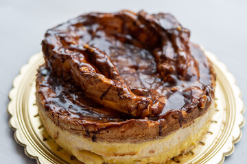 giant extra large chocolate caramel vanilla custard cream profiterole cake