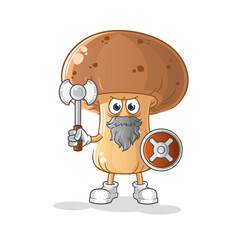 mushroom viking with an ax illustration. character vector