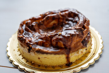 giant extra large chocolate caramel vanilla custard cream profiterole cake