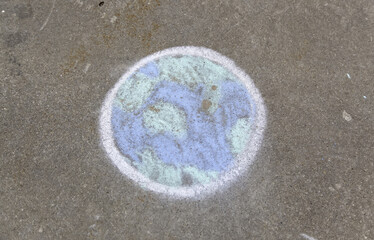 Drawing of the world on ground