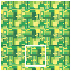 Abstract, green color illustration.
A repeating pattern of different lines and rectangular geometric shapes. - 418561910