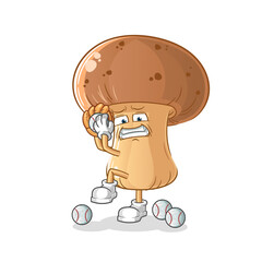 mushroom baseball pitcher cartoon. cartoon mascot vector