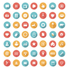 Flat icons collection with long shadow