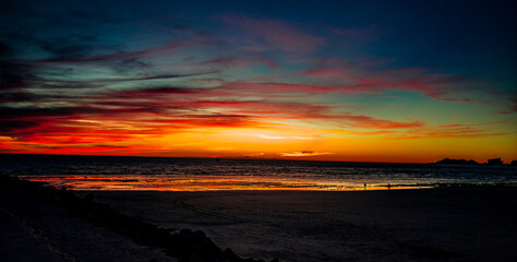 Fototapeta na wymiar Beautiful, winter sunset on the Sea of Cortez as seen from Sandy Beach, Rocky Point, Puerto Penasco, Sonora, Mexico