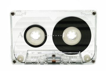 close up of a vintage audio tape on white background,Vintage 90.                        