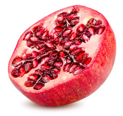 Isolated pomegranate. Slice of fresh pomegranate fruit isolated on white background with clipping path