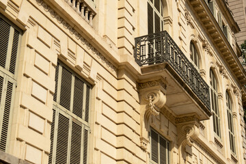 Naklejka premium Historic building from Barcelona in springtime with sunshine. Public square in the center of the city. Gothic building. Historical building. Barcelona. Bcn old building. 