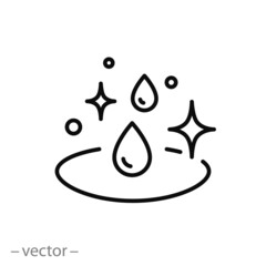 easy cleaner liquid icon, detergent or gel drop, antiseptic processing surface, clean and shine concept, thin line symbol on white background - editable stroke vector illustration eps 10