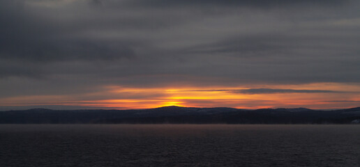 Fototapeta premium Siberia. Ust-Ilimsk. The arrival of winter.