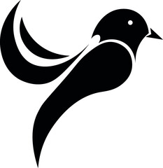bird icon, new brand logo, black and white illustration