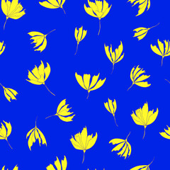 Bright floral pattern. Seamless background. Hand drawn modern illustration of large flower heads  on solid color. Cloth, web, attachment, stationery design