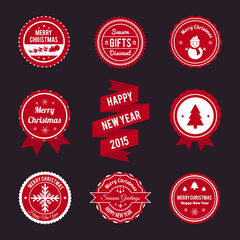 Christmas red labels set