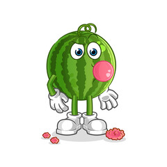 watermelon chewing gum vector. cartoon character