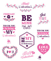 Valentines Day typography and vector elements