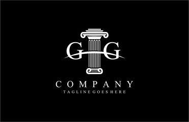 Pillar initial letter GG logo