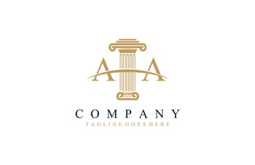 Pillar initial letter AA logo