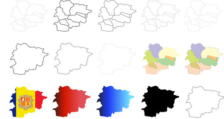 Andorra map. Andorra vector icons. flat and lines design & Vector graphics