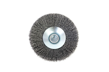 Grinding disc, angle grinder polishing steel wire brush isolated on white