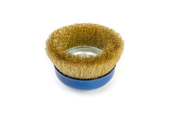 Grinding disc, angle grinder polishing steel wire brush isolated on white