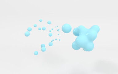Decompose of the blue color sphere, 3d rendering.