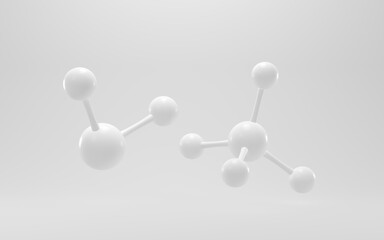 Simplicity chemical molecule with white background, 3d rendering.
