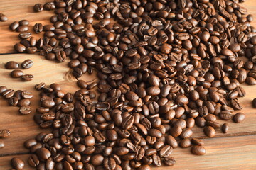 coffee grains on the table close-up