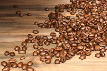 coffee beans on a wooden table